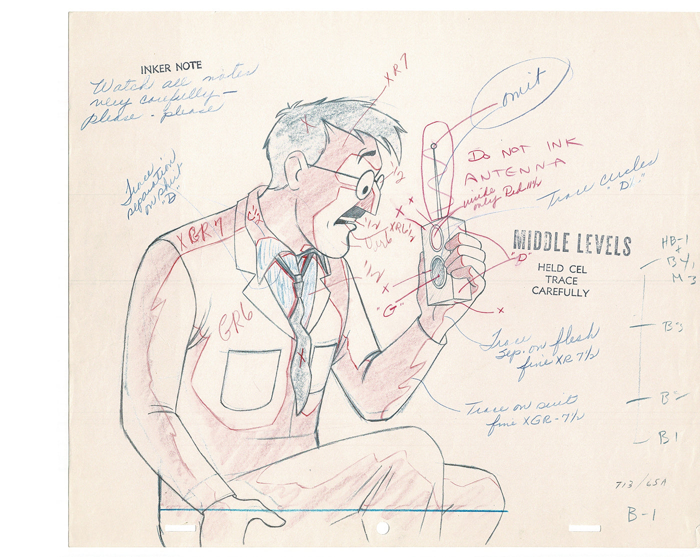 Tintin Adventures of Cartoon Animation Cel Drawing Herge 1957 to 1964 F-10
