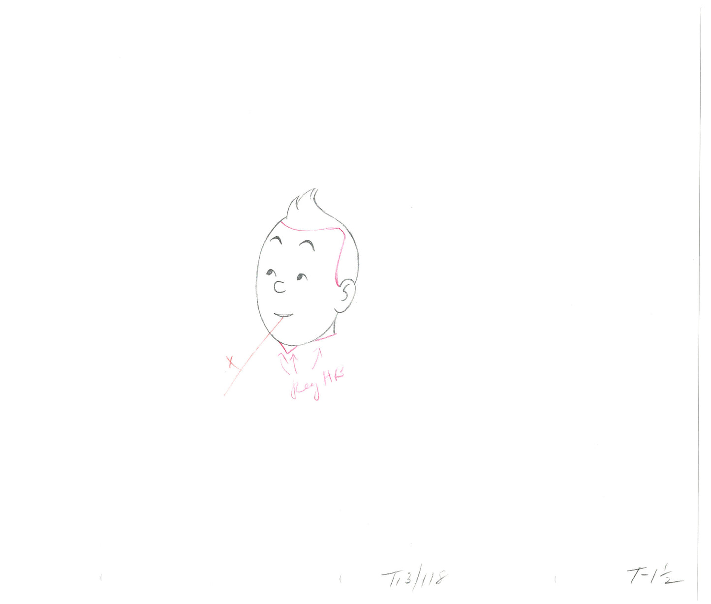 Herge Adventures of TinTin Cartoon Animation Cel Drawing 1957 to 1964 C-44