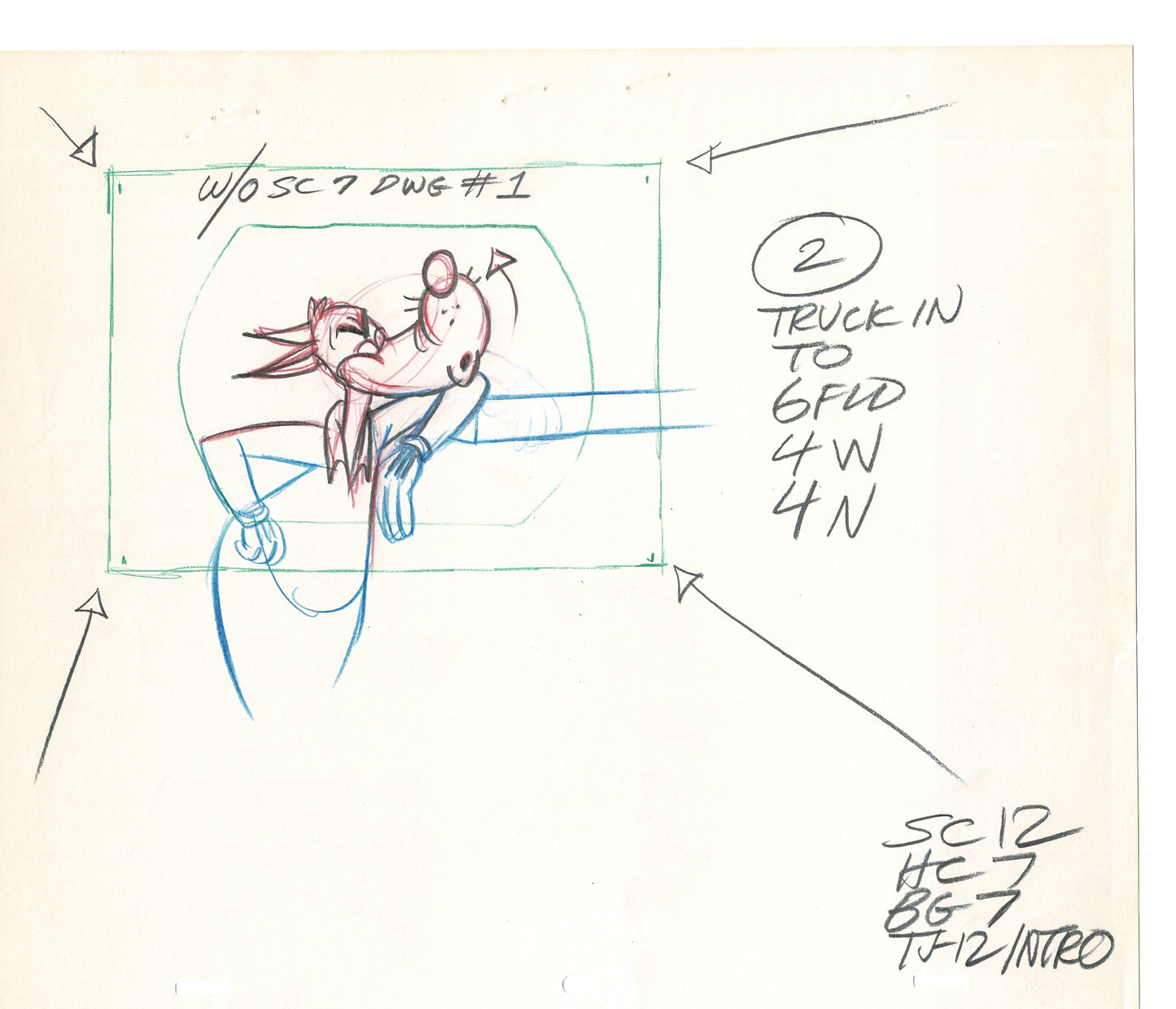 Tom & Jerry 2 LOT of Cartoon Animation Cel Drawings Anime Prop from Filmation 1980-82 TD-03