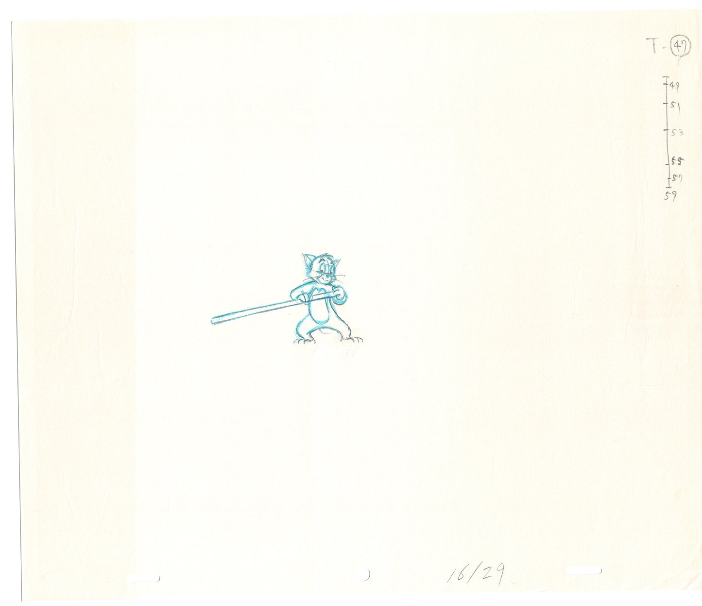 TOM AND JERRY The Movie Original Production Drawing Hanna Barbera 1992 Drawn by and from Estate of Animator Phil Babet b1