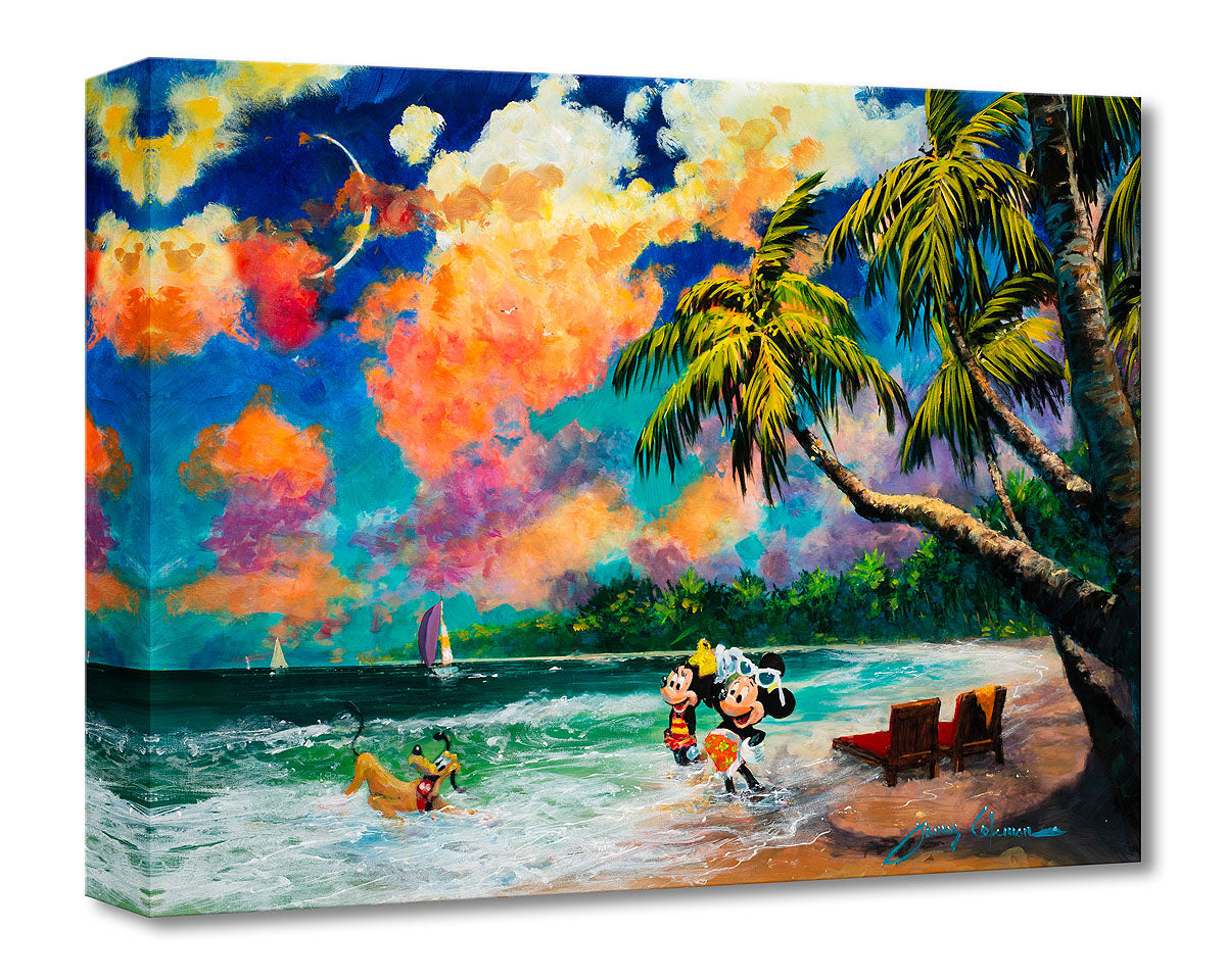 Mickey Mouse and Minnie Walt Disney Fine Art James Coleman Ltd Ed of 1500 TOC Treasures on Canvas Print "Together in Paradise"