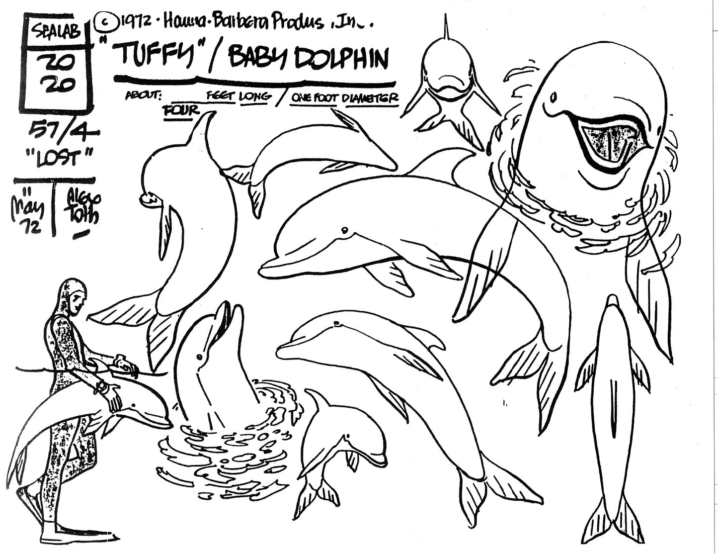 Alex Toth Sealab 2020 Model Sheet Copy Lot of 39 pages of the Cartoon by Hanna Barbera