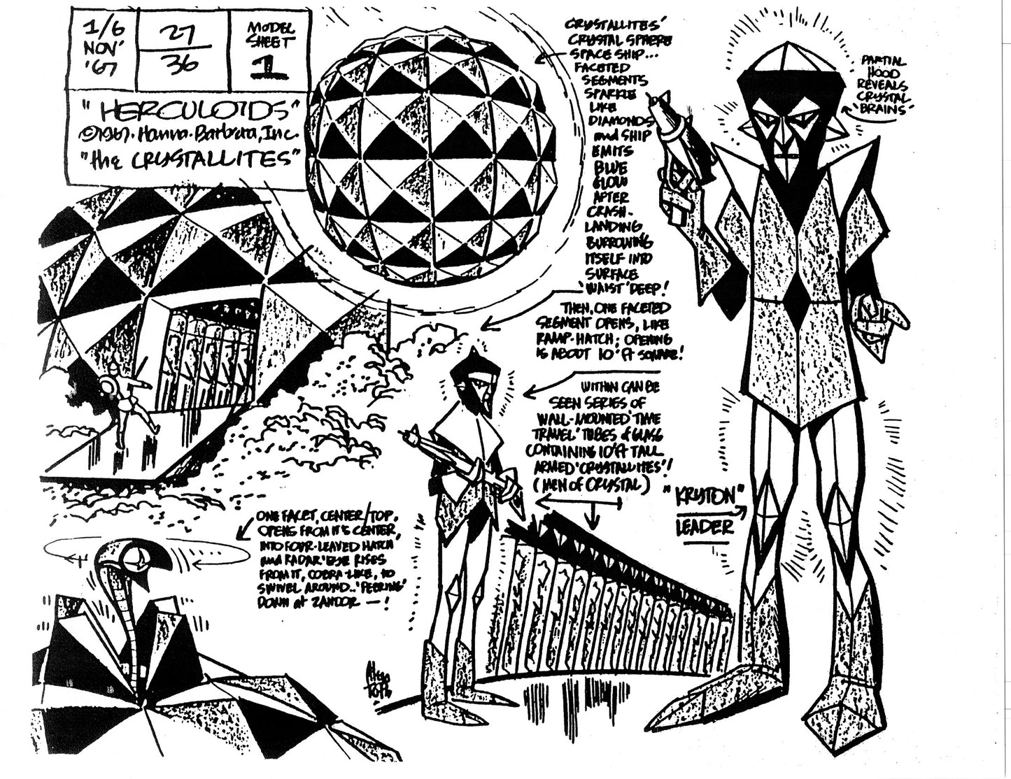 Alex Toth Herculoids Model Sheet Copy Lot 34 pages 1967 Cartoon Hanna Barbera