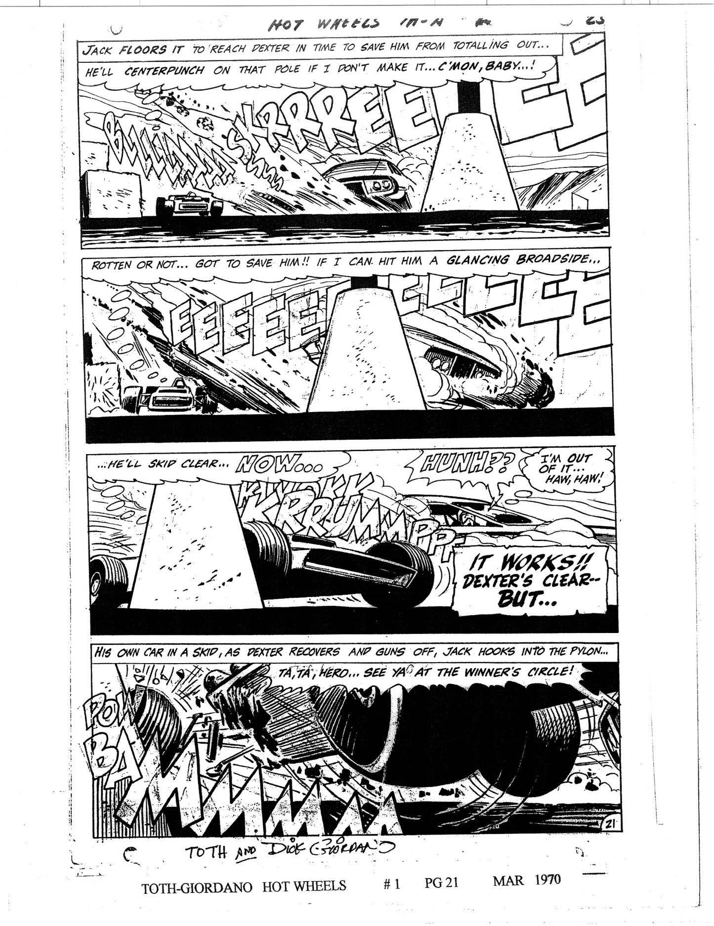 Alex Toth Hot Wheels Comic Book Page Copy Lot of 14 pages