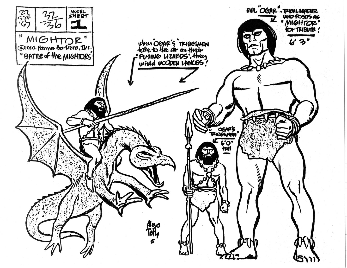 Alex Toth Mighty Mightor Model Sheet Copy Lot 34 pages of 1967 Cartoon Hanna Barbera