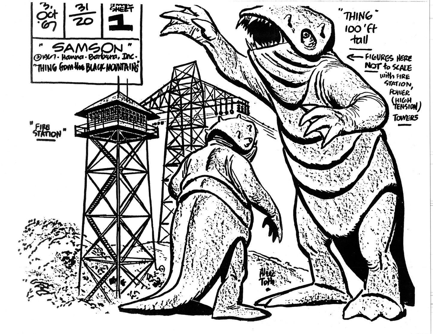 Alex Toth Samson Model Sheet Copy Lot 40 pages of 1967 Cartoon Hanna Barbera