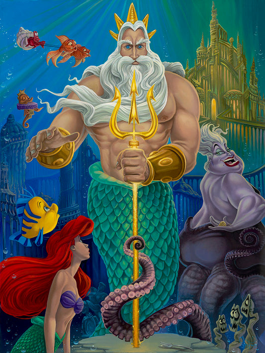 The Little Mermaid Walt Disney Fine Art Jared Franco Signed Limited Edition of 195 Print on Canvas "Triton's Kingdom" - REGULAR EDITION