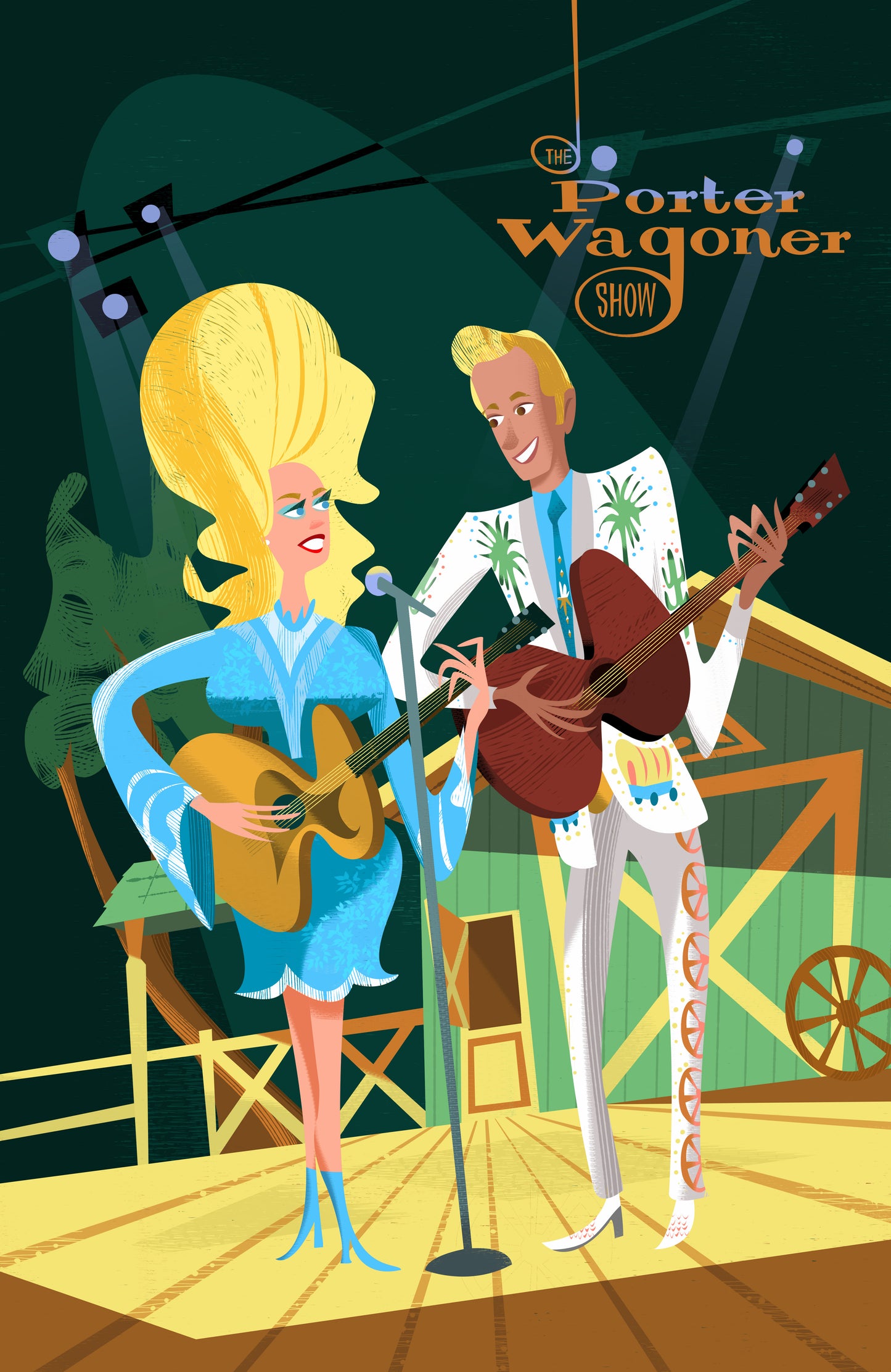 Alan Bodner SIGNED Porter Wagoner Show Dolly Parton Paper Print Limited Edition of 15 - DLX Reg