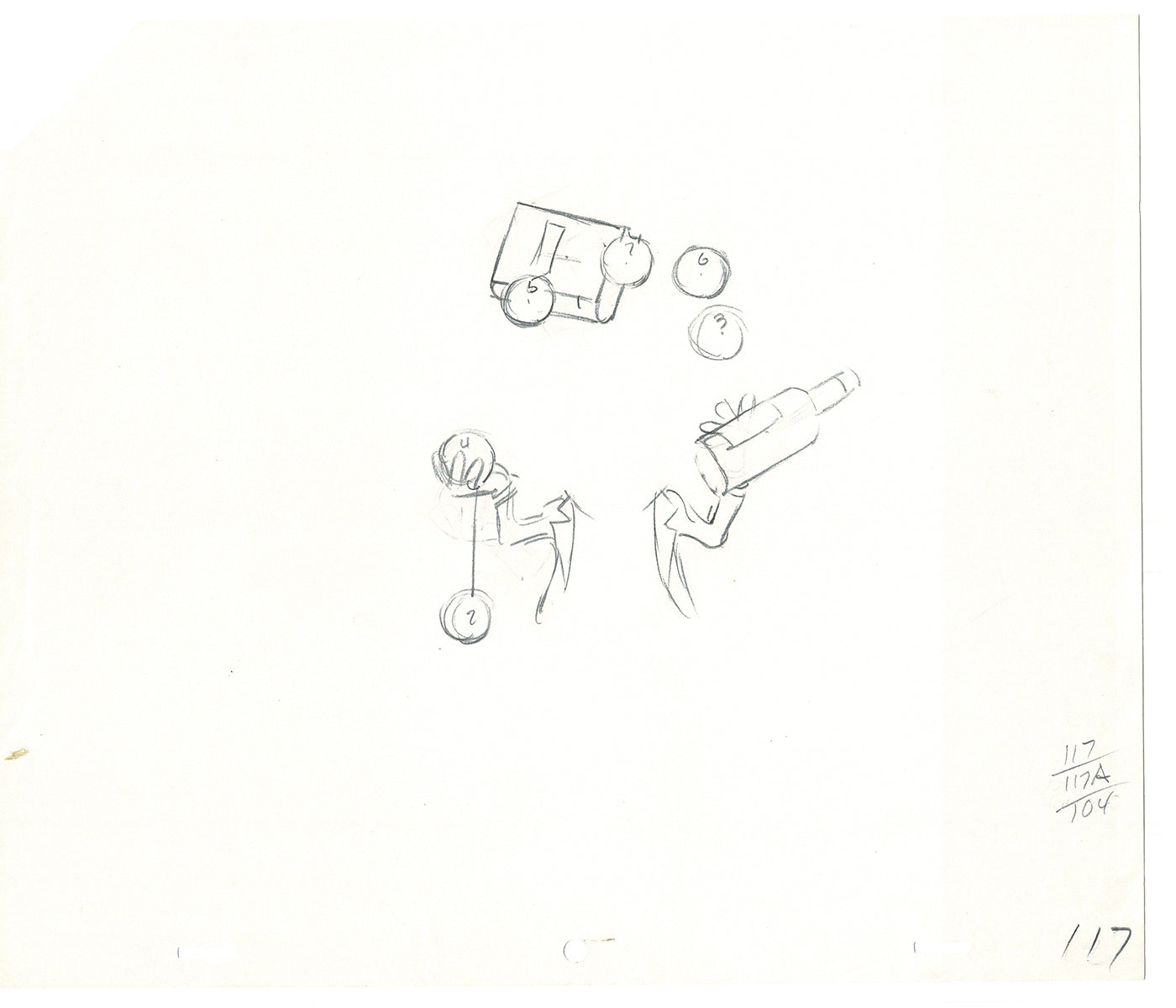 WC Fields Jay Ward Original Production Animation Cel Drawings (2) 1970's AP-015