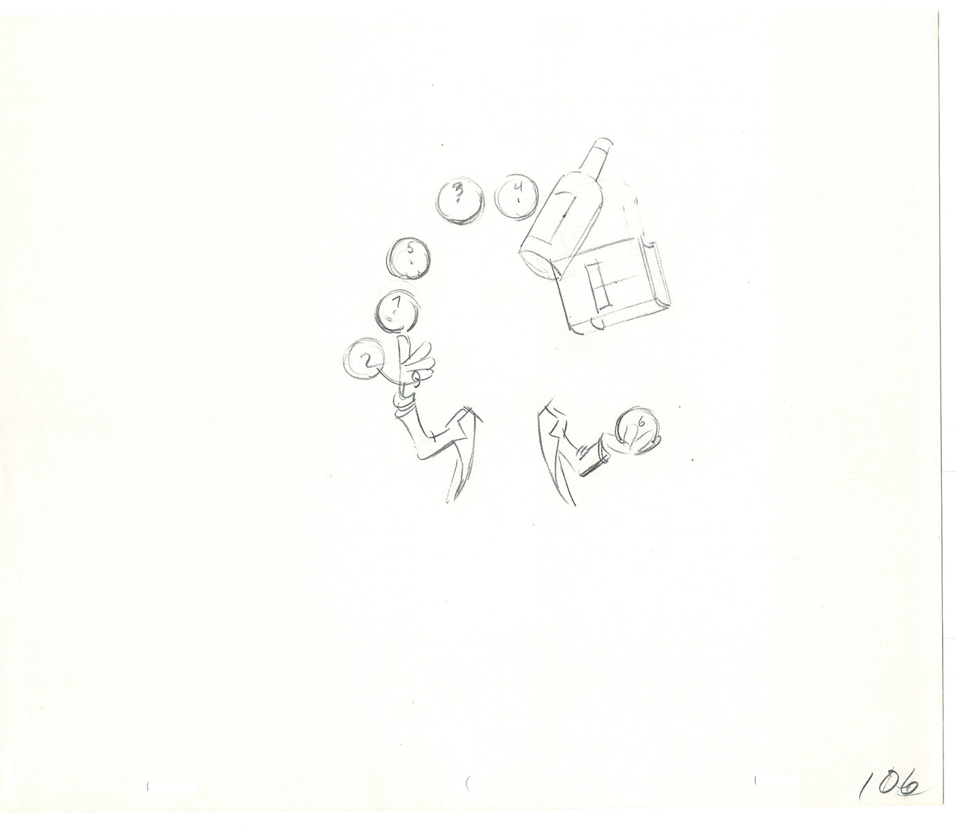 WC Fields Jay Ward Original Production Animation Cel Drawings (2) 1970's AP-023