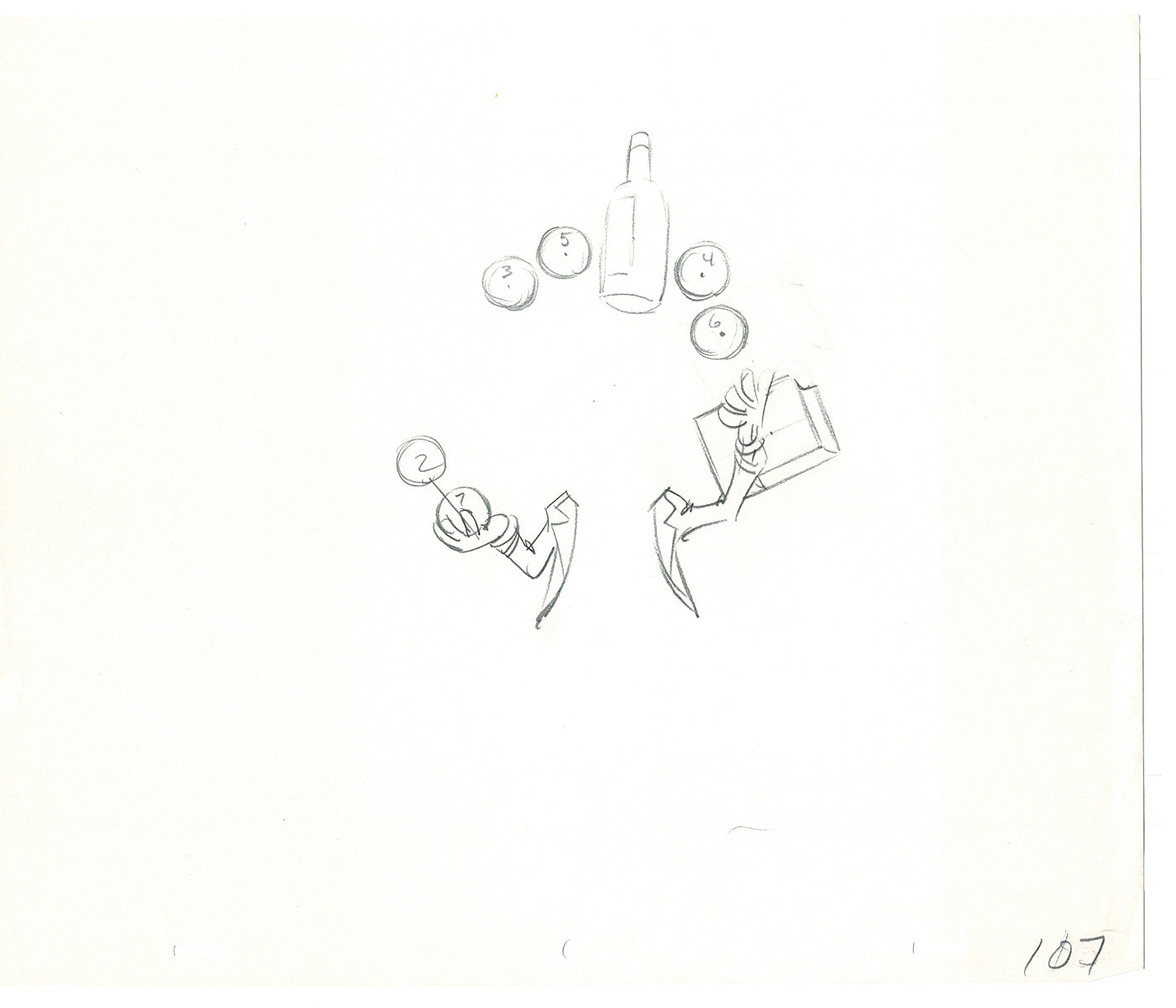 WC Fields Jay Ward Original Production Animation Cel Drawings (2) 1970's AP-025