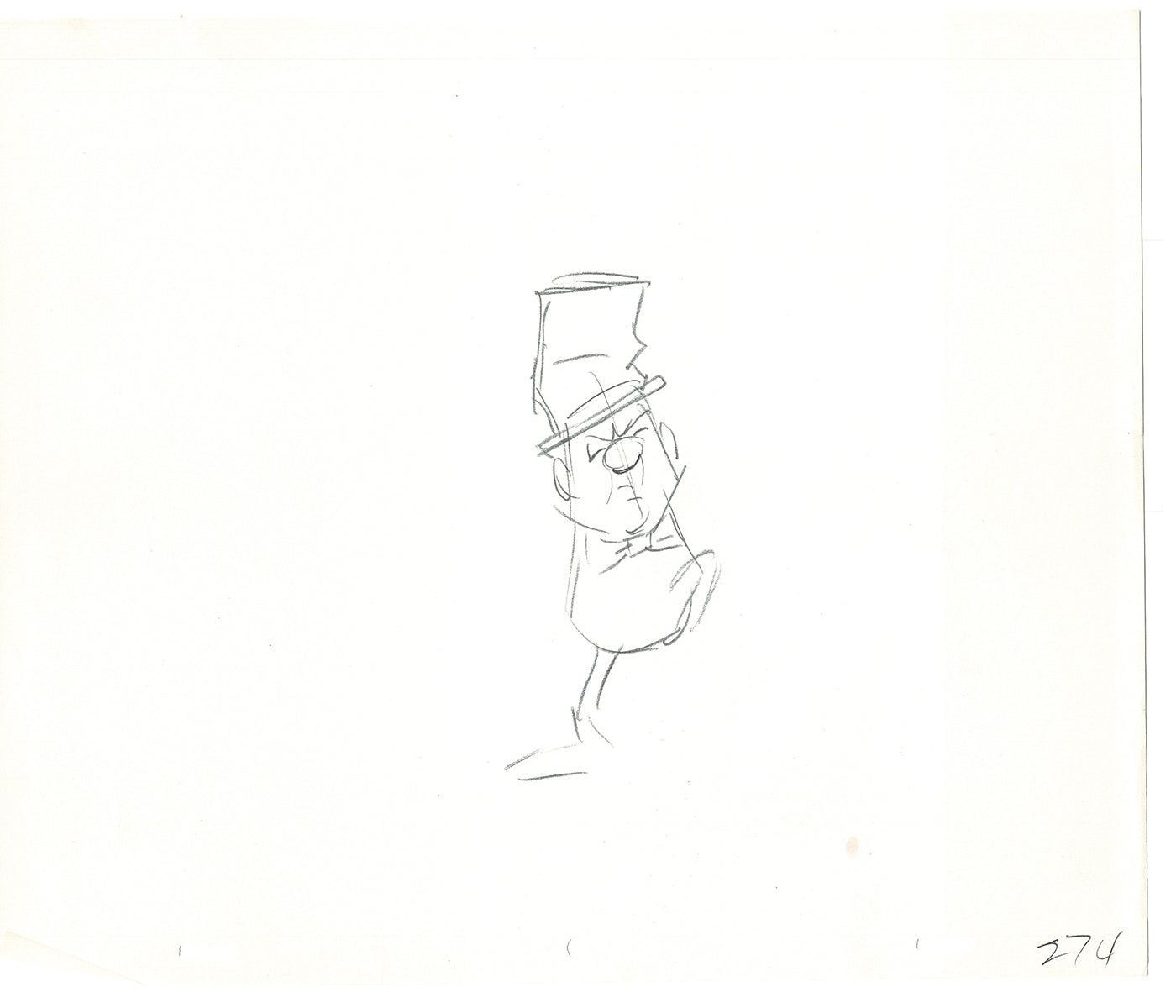 WC Fields Jay Ward Original Production Animation Cel Drawing 1970's AS-012