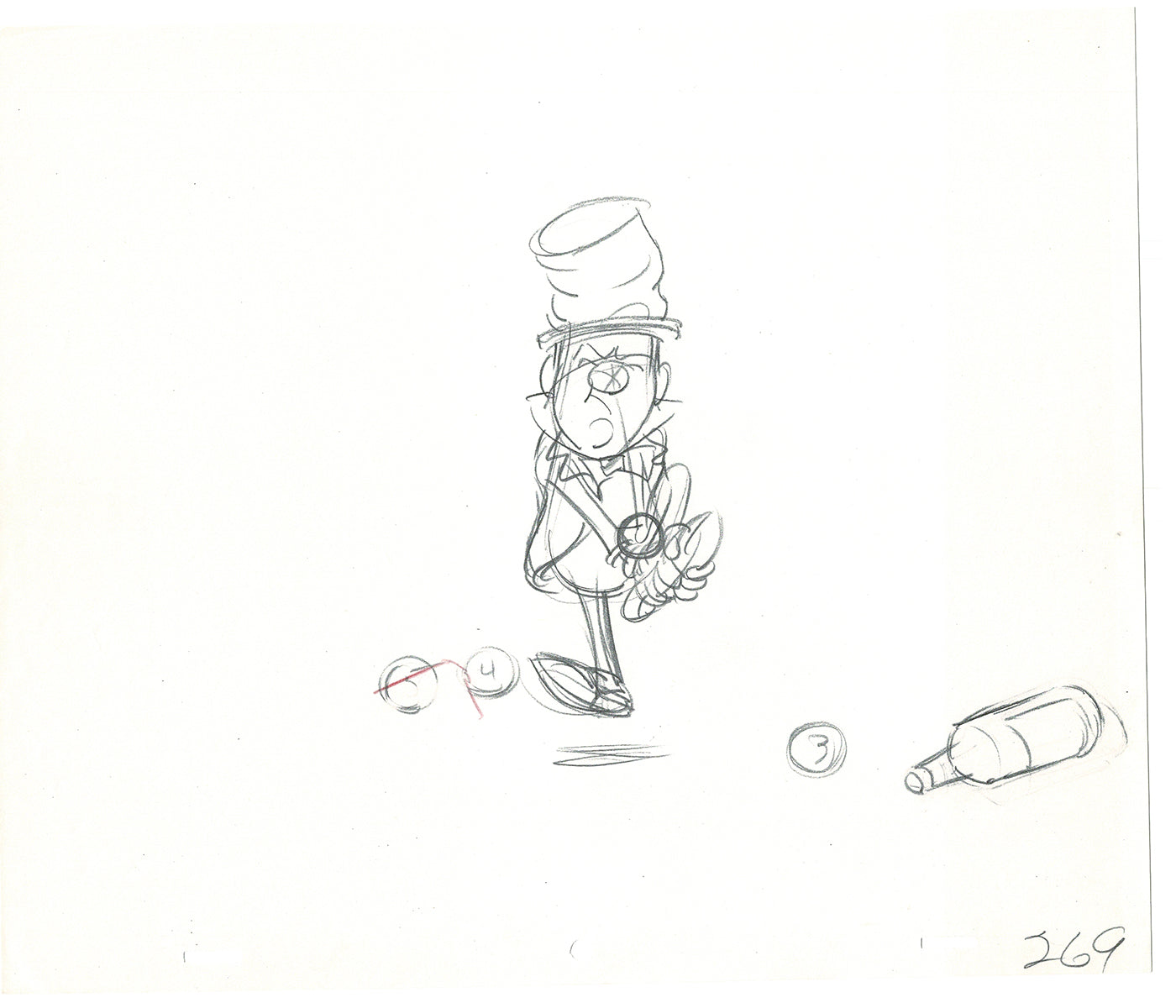 WC Fields Jay Ward Original Production Animation Cel Drawing 1970's AS-023