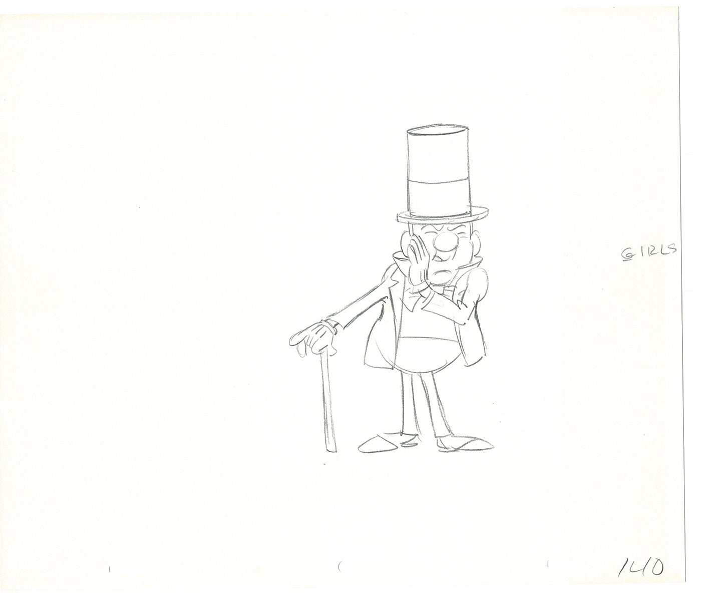 WC Fields Jay Ward Original Production Animation Cel Drawing 1970's AS-025
