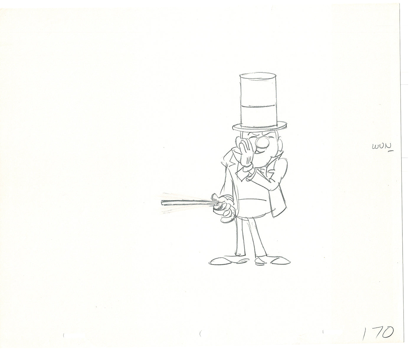 WC Fields Jay Ward Original Production Animation Cel Drawing 1970's AS-027