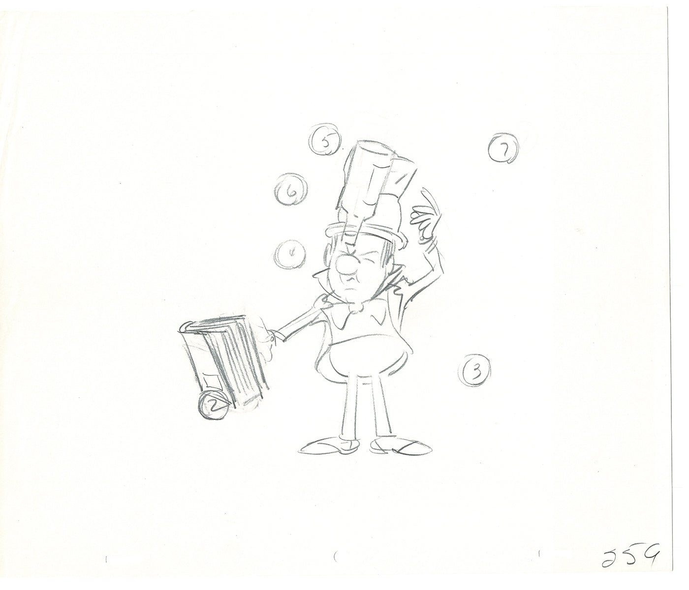 WC Fields Jay Ward Original Production Animation Cel Drawing 1970's AS-034