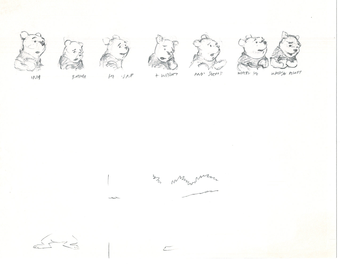 Winnie the Pooh Disney TV 1988 Production Drawing Animator's Estate Z003