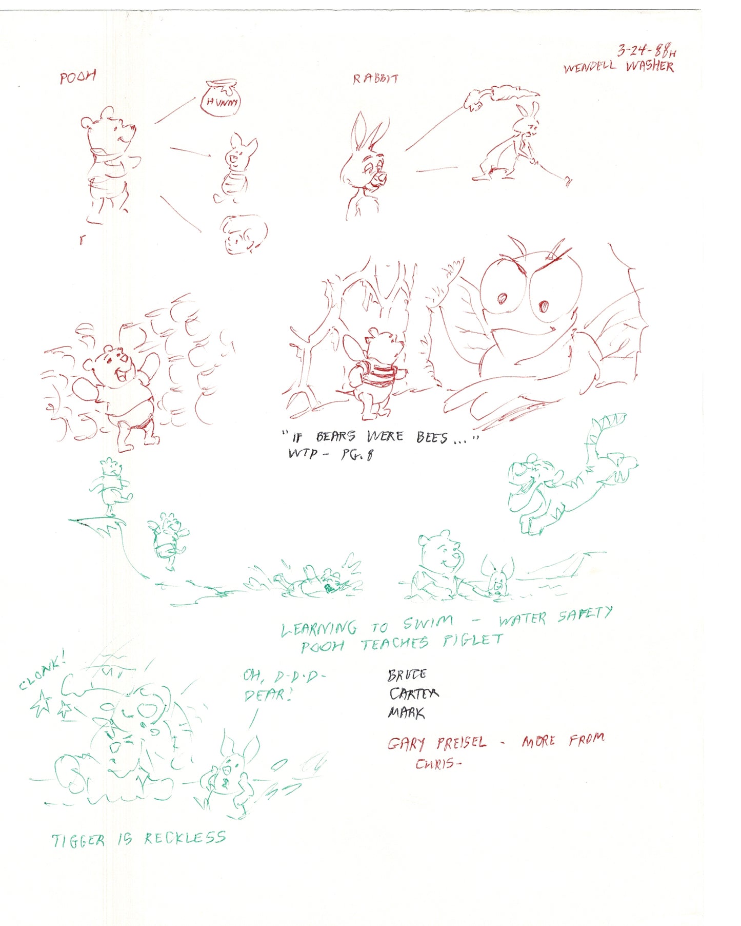 Winnie the Pooh Disney TV 1988 Production Drawing Animator's Estate Z005