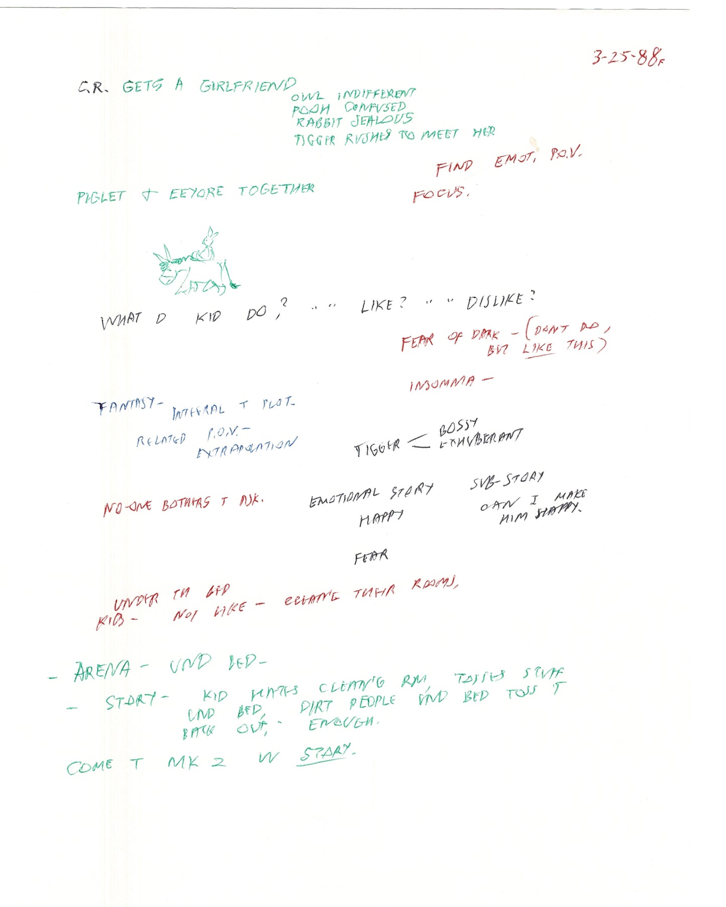 Winnie the Pooh Disney TV 1988 Production Drawing Animator's Estate Z007