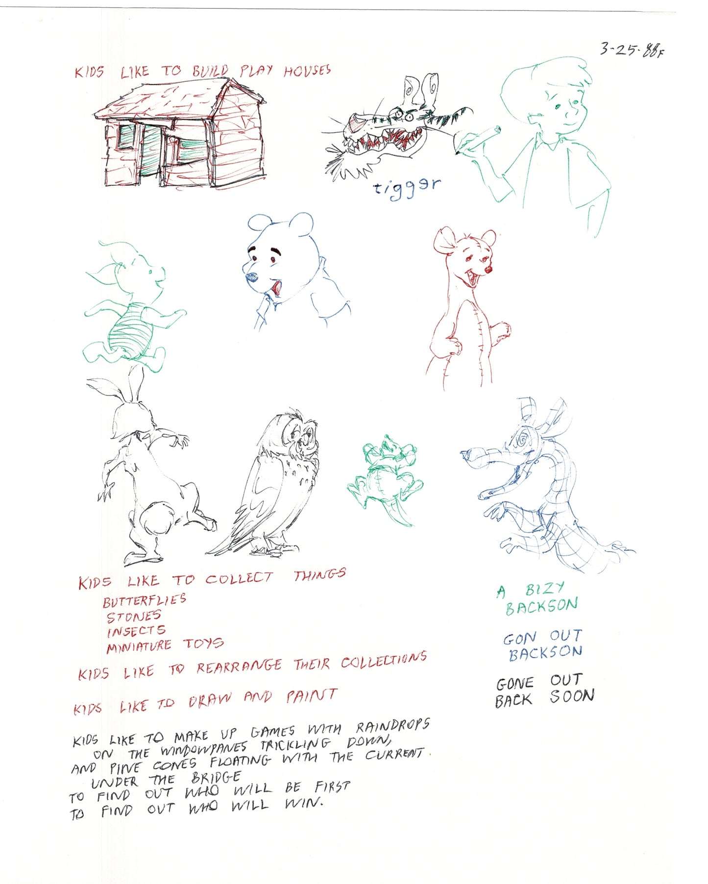 Winnie the Pooh Disney TV 1988 Production Drawing Animator's Estate Z008