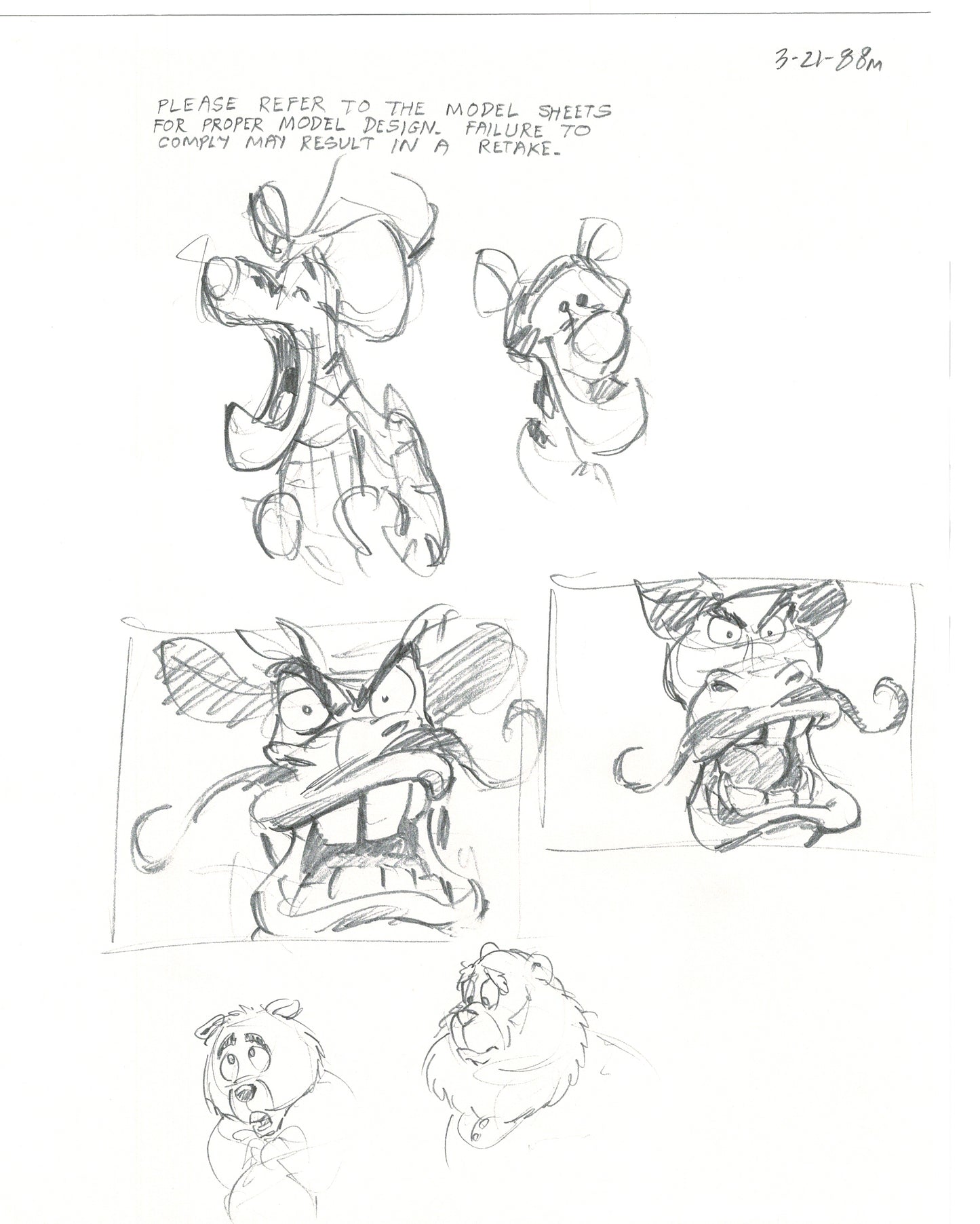 Winnie the Pooh Disney TV 1988 Production Drawing Animator's Estate Z014