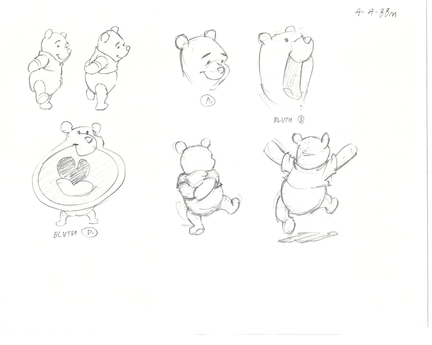 Winnie the Pooh Disney TV 1988 Production Drawing Animator's Estate Z021