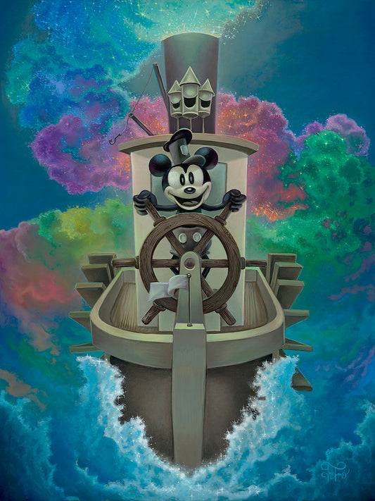 Mickey Mouse Steamboat Willie Walt Disney Fine Art Jared Franco Signed Limited Ed of 195 Print on Canvas "Willie's Exploration of Color"