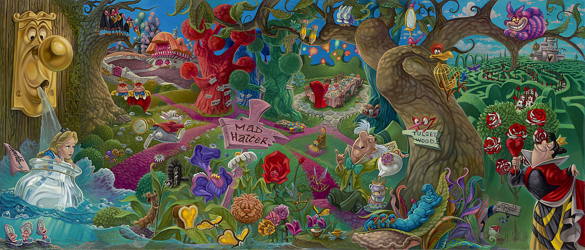 Alice in Wonderland Walt Disney Fine Art Jared Franco Signed Limited Edition of 195 Print on Canvas "Wonderland" - REGULAR EDITION