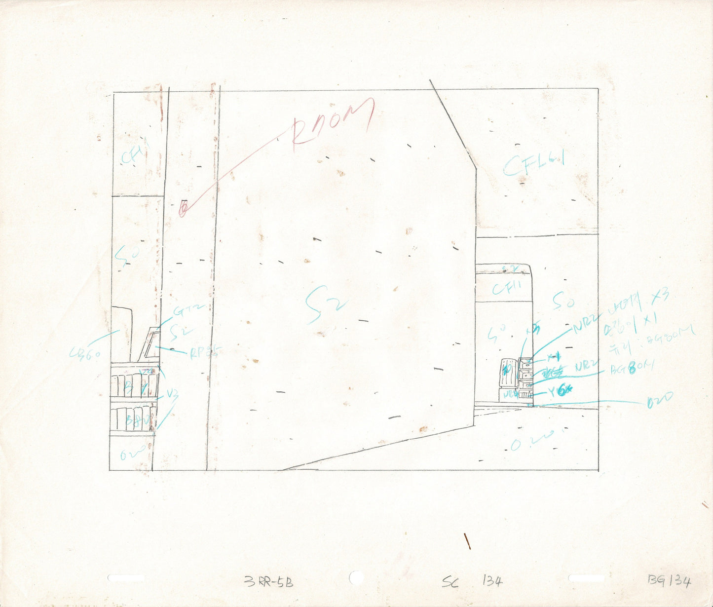 Rugrats Original Production Cel with OBG Original background and drawing with Tommy Pickles Nickelodeon 1990s