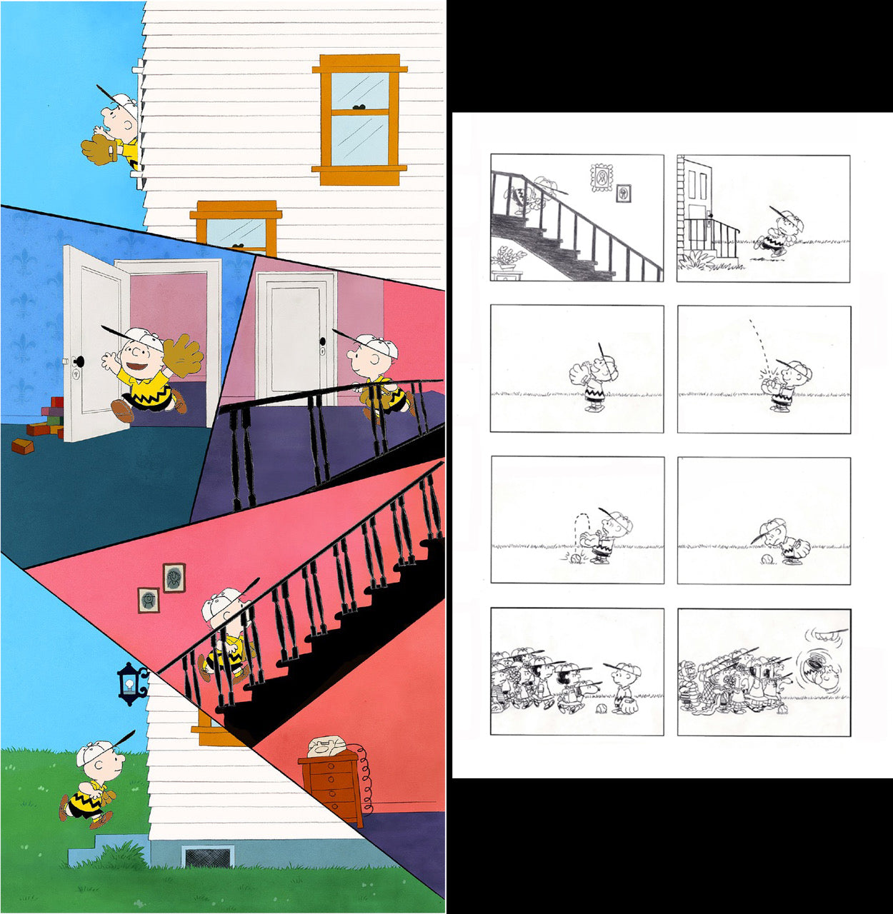 PEANUTS Charlie Brown Nice Catch Limited Edition of 50 Animation Cel AND Signed Storyboard Print by Larry Leichliter