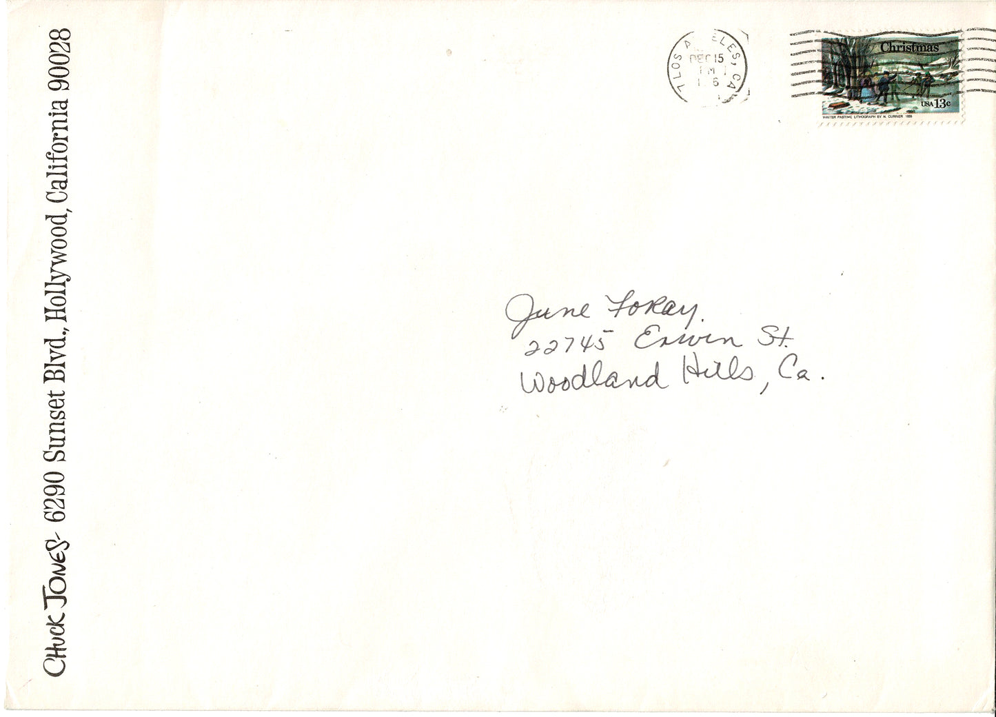 CHUCK JONES SIGNED Bugs Daffy Looney Tunes Holiday Card Print 1976 June Foray Owned