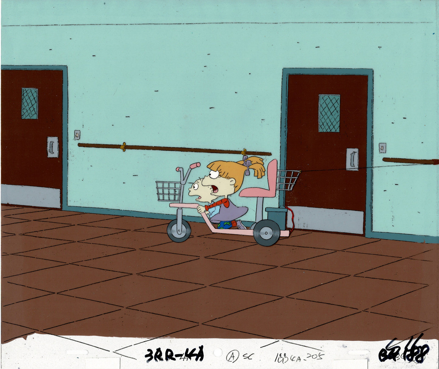 Rugrats Original Production Cel with OBG Original background and drawing with Tommy Pickles AND Angelica Pickles Nickelodeon 1993