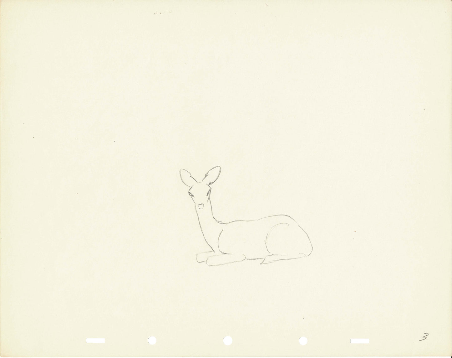 Walt Disney Rough Production Animation Cel Drawing or Study of a Deer 3m