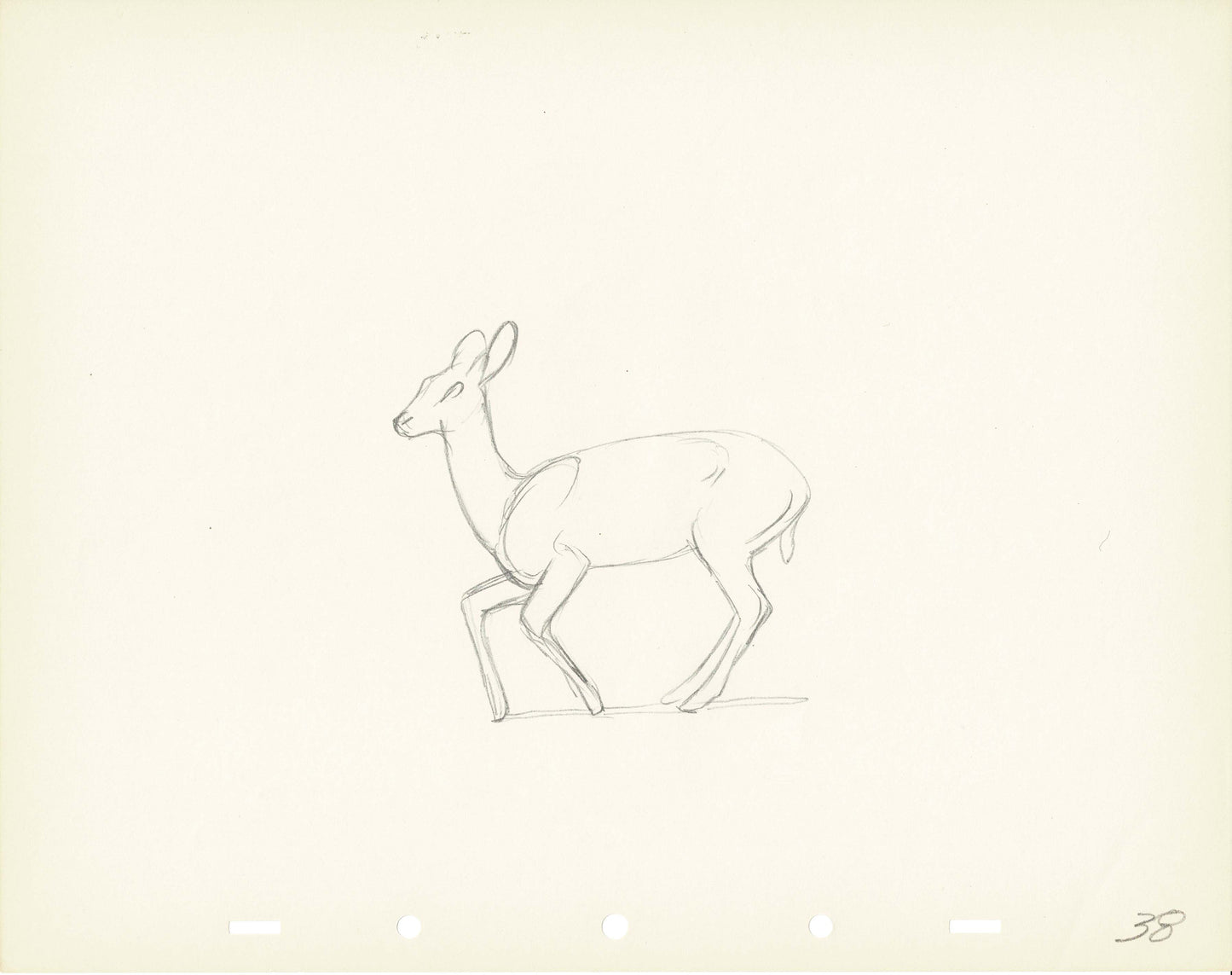 Walt Disney Rough Production Animation Cel Drawing or Study of a Deer 38m