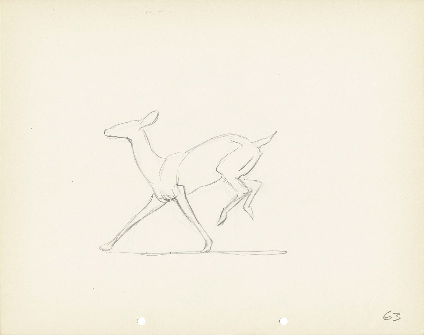 Walt Disney Rough Production Animation Cel Drawing or Study of a Deer 63m