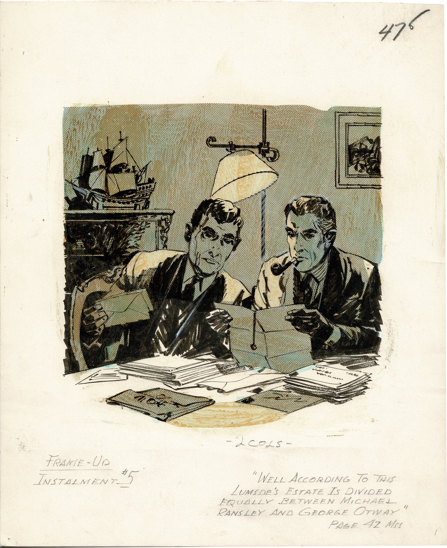 Frame-Up Crime Book Frame-Up Page Hand-Inked Illustration Drawing Garve 1964
