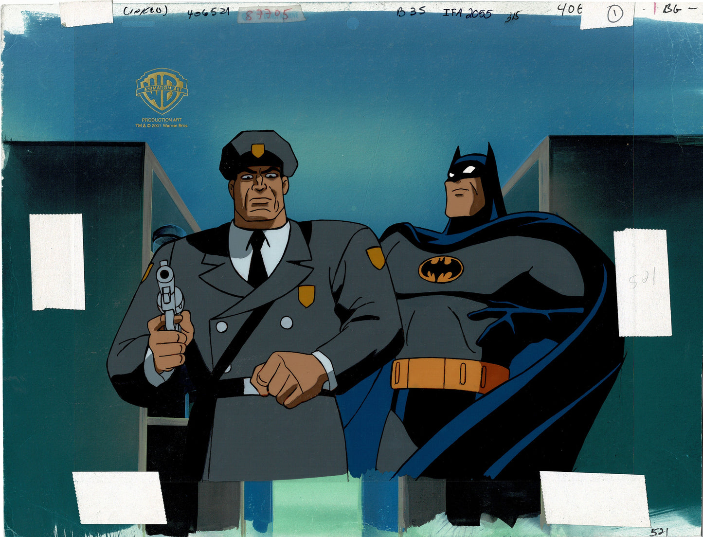 Batman the Animated Series BTAS Key Master Setup with Cels and Original Production Background Featuring Batman and Clayface from Warner Bros DC 1992 Ep 5 2055