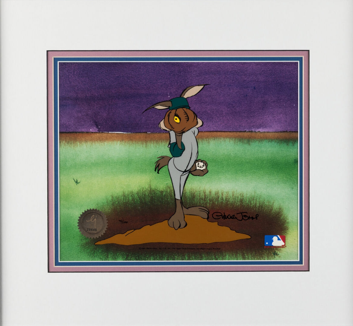 Chuck Jones SIGNED Wile E Coyote MLB Baseball Limited Edition Cel Looney Tunes Warner Brothers 1991 OH