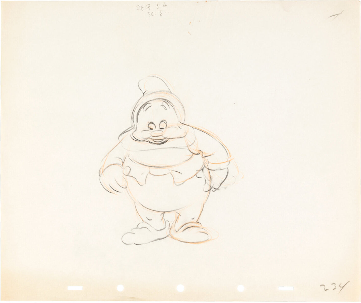 Snow White and the Seven Dwarfs Original Production Animation Cel Drawing of Happy from Walt Disney 1937 by Bill Tytla 3