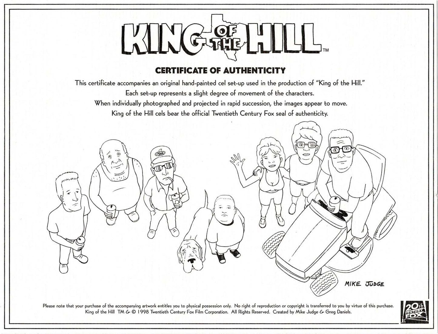 King of the Hill Original Animation Production Cel of Hank and Peggy Hill from Fox 118