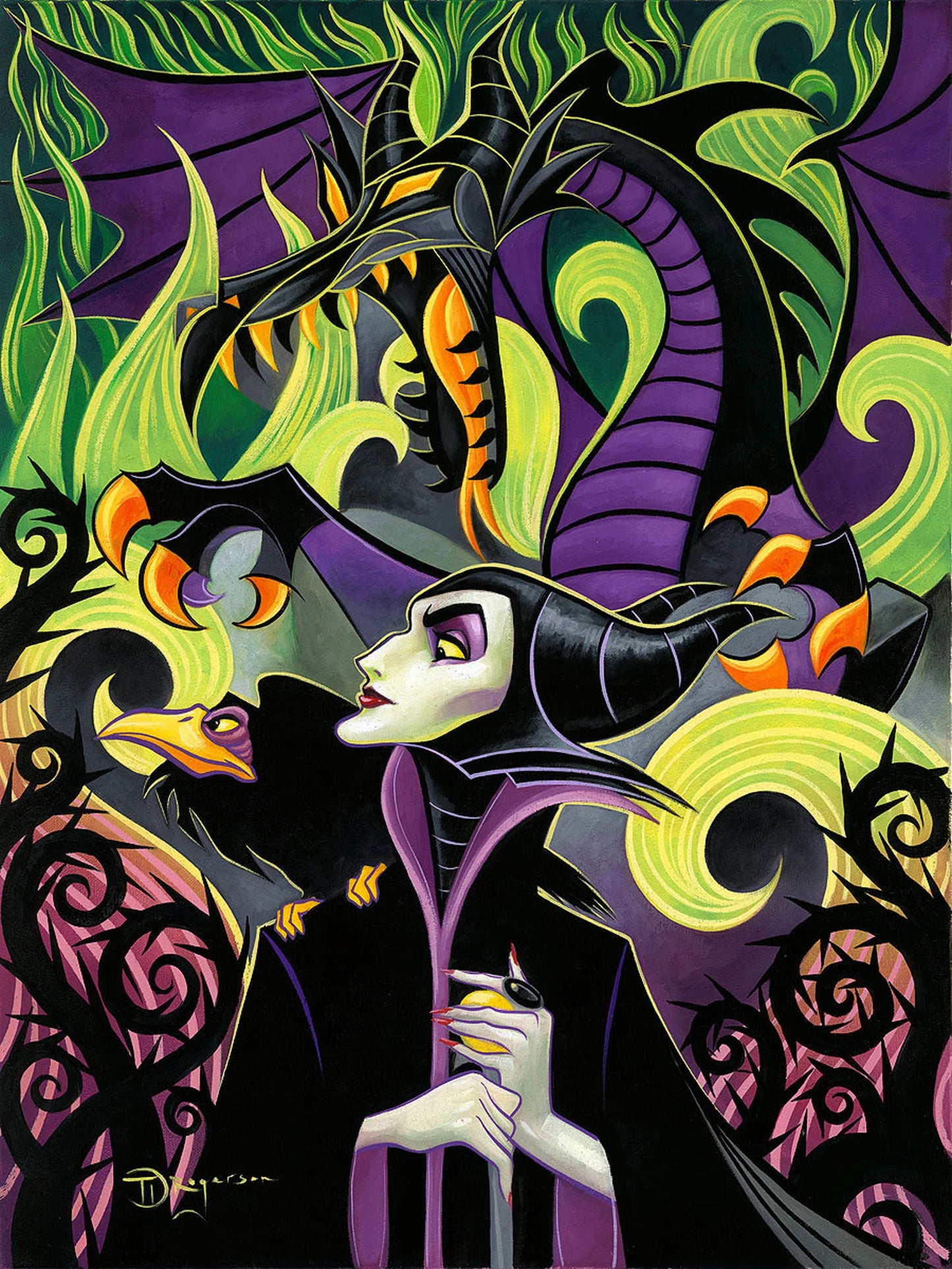 Sleeping Beauty Maleficent Walt Disney Fine Art Tim Rogerson Signed Sold Out Limited Edition of 195 on Canvas - Maleficent's Fury OH