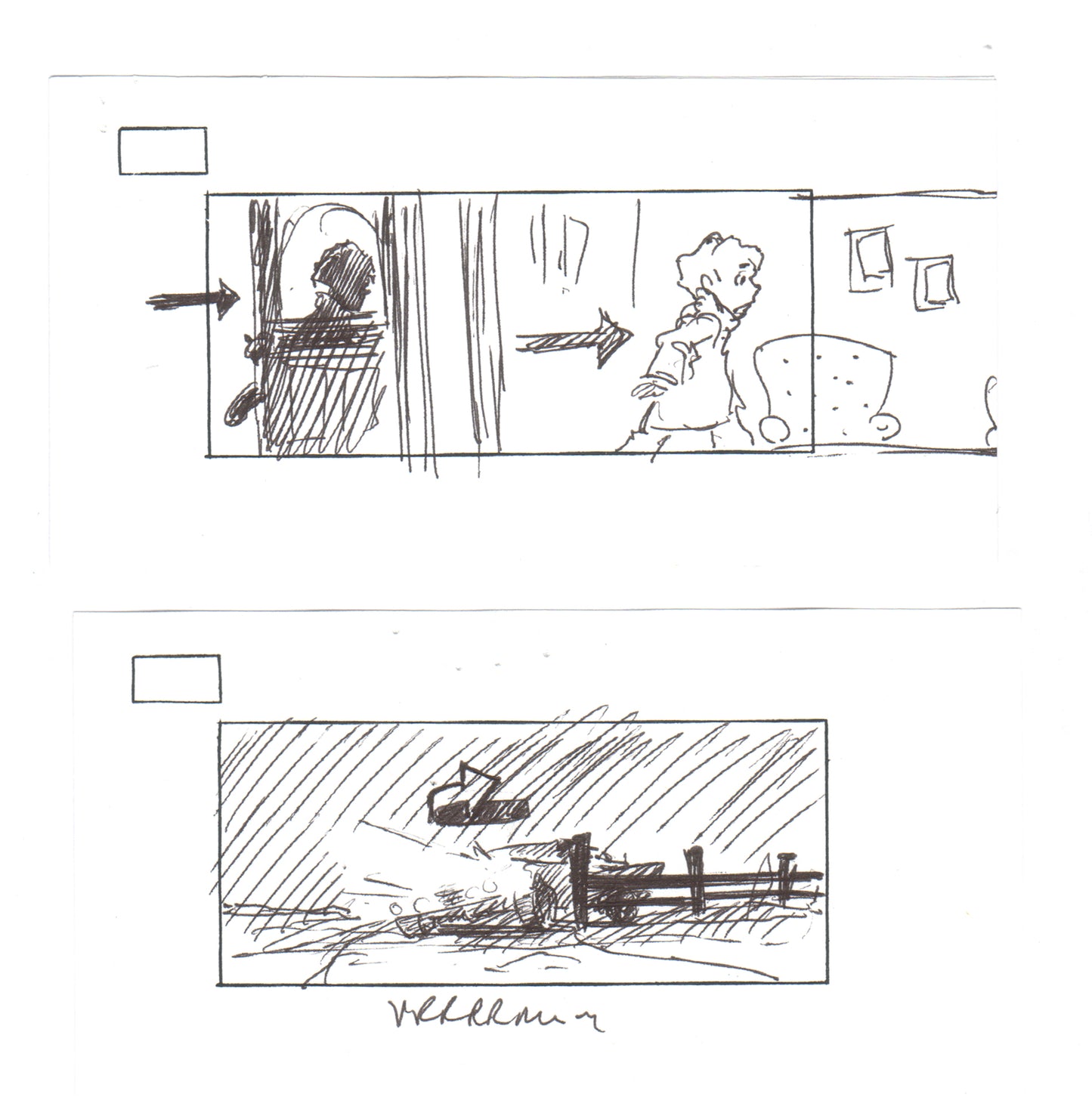 2 LOT The Iron Giant Production Animation Original Ink Storyboards 1999 WB 1