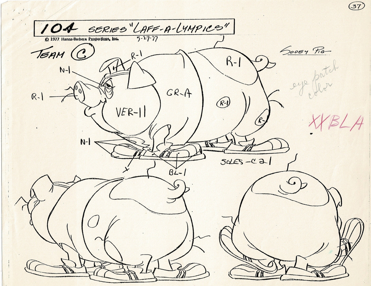 Laff A Lympics Model Sheet Copy Group of 24 Pages 1977 Production Hanna Barbera