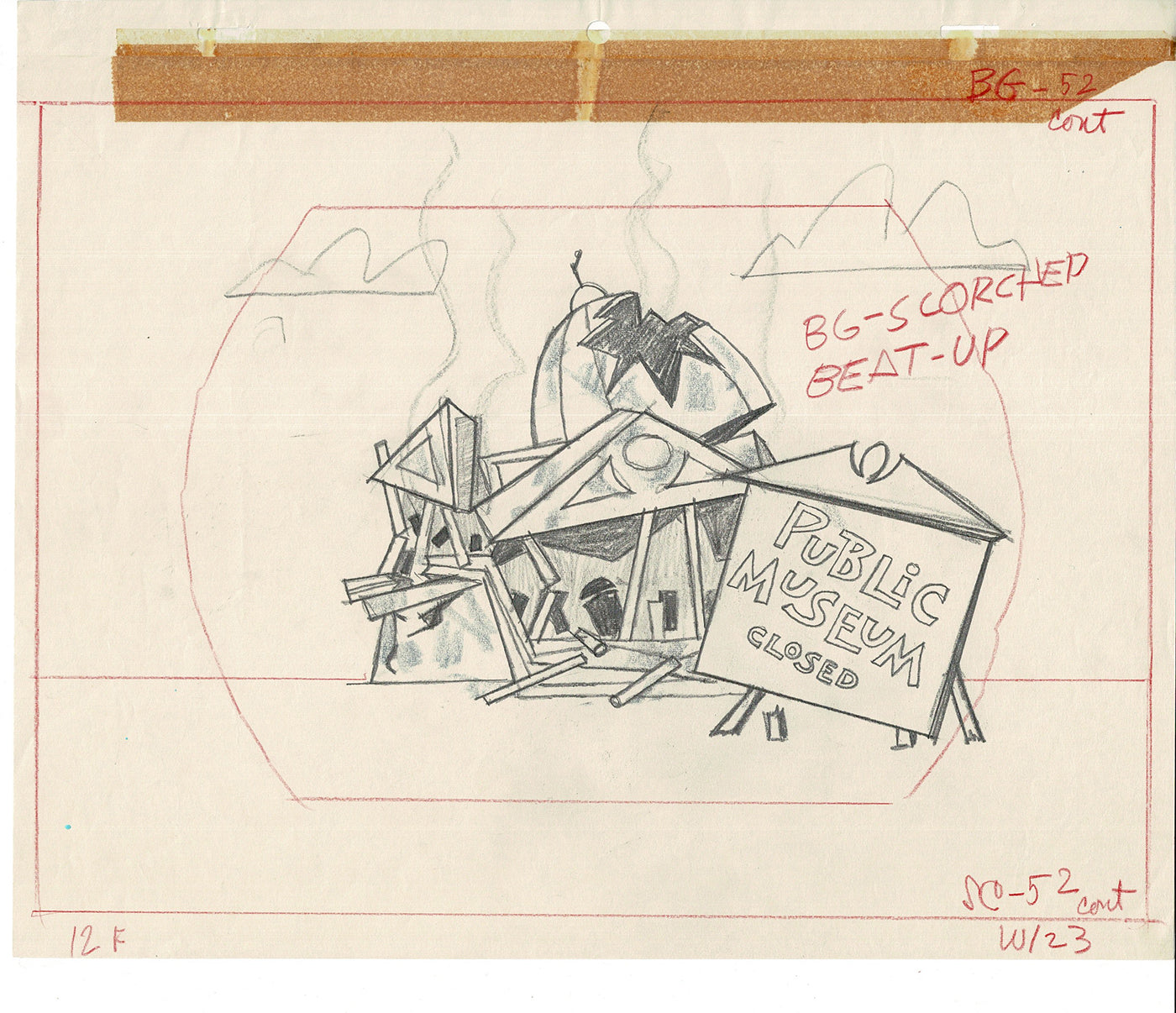 Mr Magoo Original Cartoon Production Animation Background Drawing UPA Collectible Used On Screen B-13