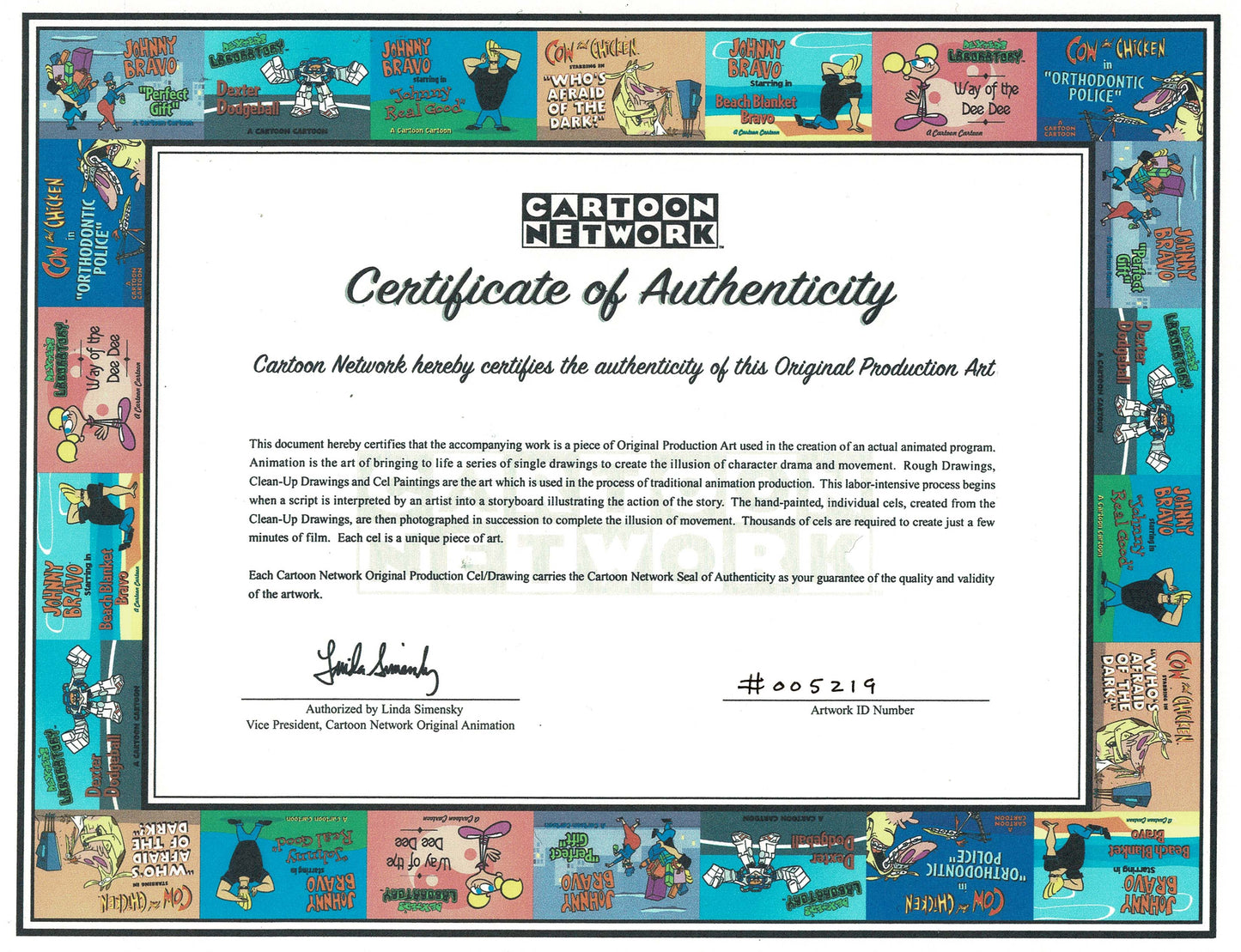 MIKE Lu & OG Pan Original Production Cel Setup from Cartoon Network with Studio Seal and COA 1999-2001