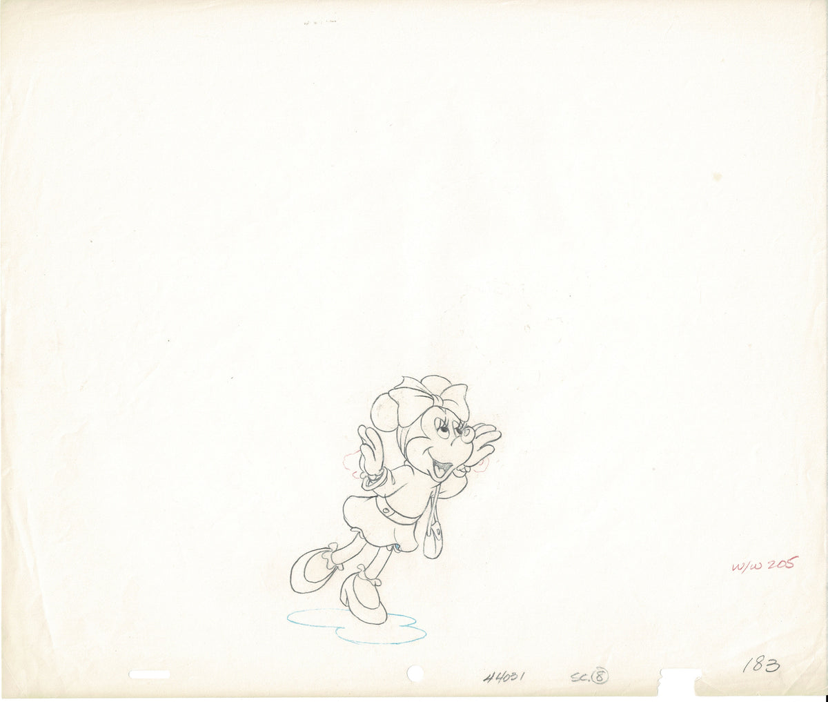 Minnie Mouse Original Production Animation Cel Drawing Likely Commercial 1980's Disney nm