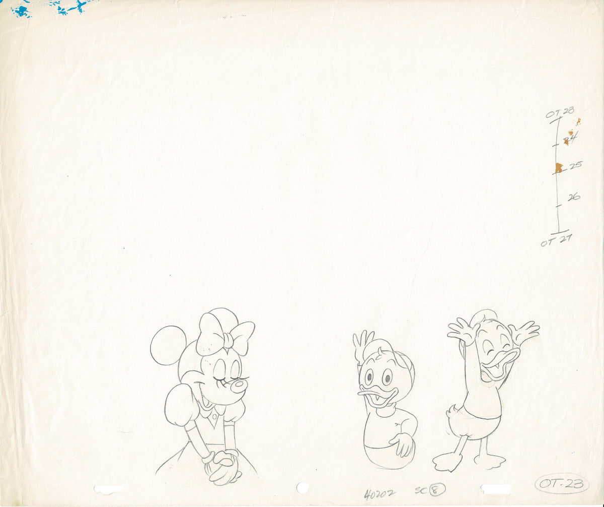 Minnie Mouse KEY Original Production Animation Cel Drawing Likely Commercial 1980's Disney k2
