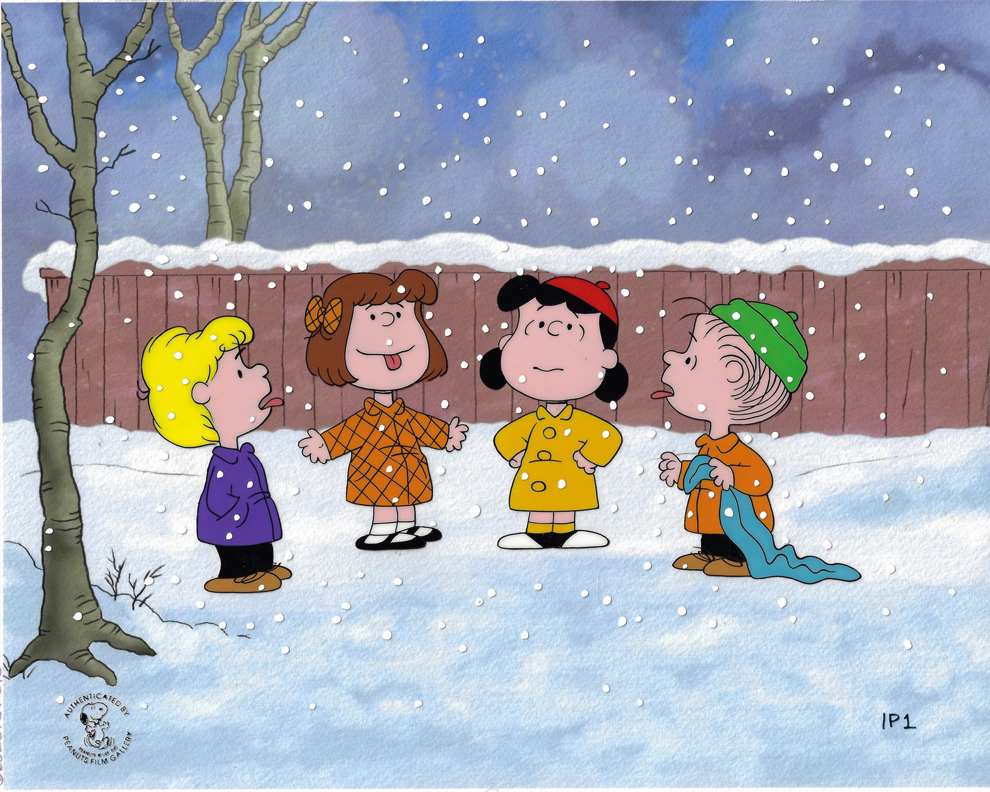 A Charlie Brown Christmas PEANUTS SIGNED Animation Cartoon Cel Limited Edition of 50 "January Snowflakes" 35