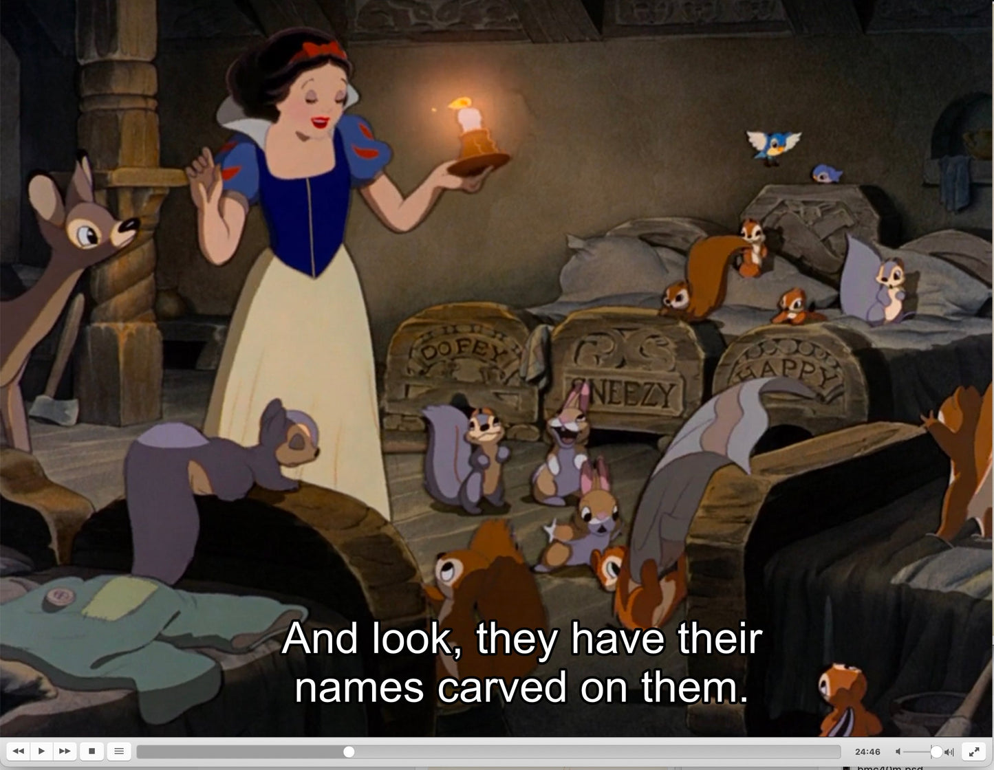 Snow White and the Seven Dwarfs Original Production Animation Cel Drawing of Forest Animals in the Dwarfs House from Walt Disney 1937 68a