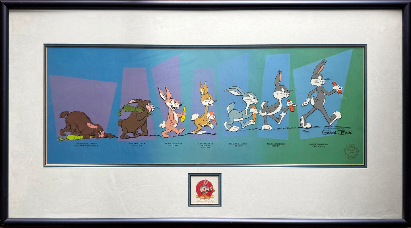 Bugs Bunny, Evolution Of Chuck Jones SIGNED Limited Edition Cel of 750 Looney Tunes Warner Brothers 1990 Framed AT